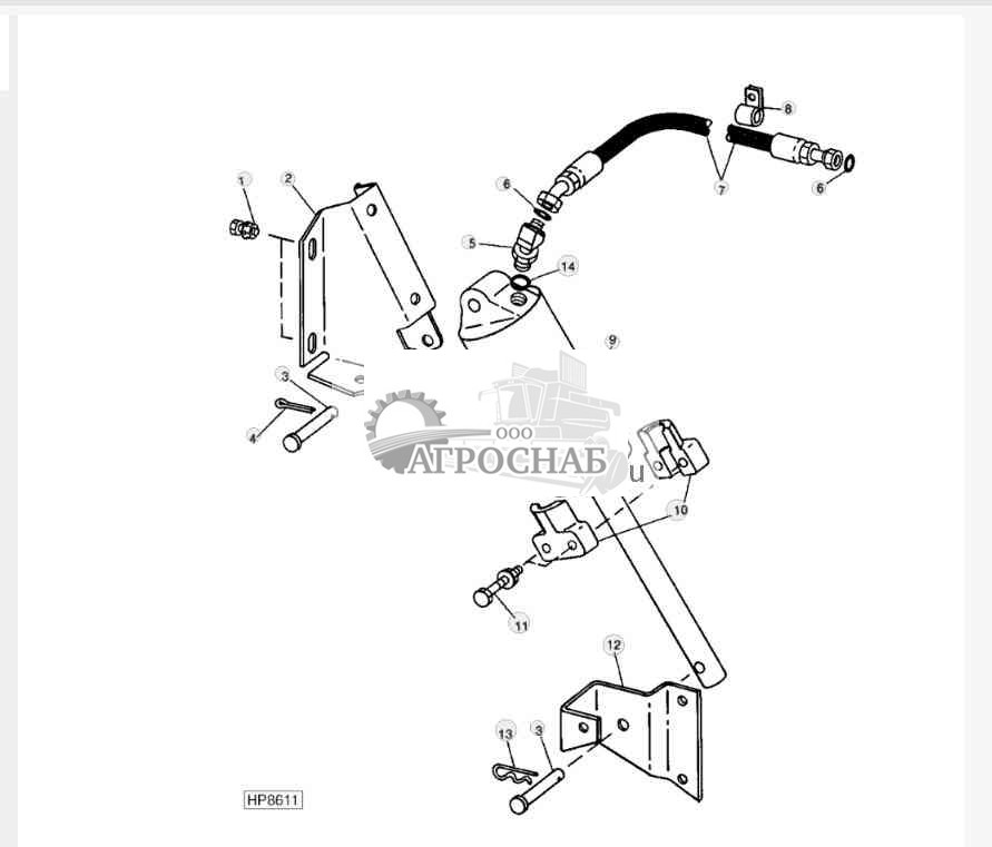 GRAIN TANK UNLOADING DRIVE CYLINDER WITH MOUNTING AND HOSE 